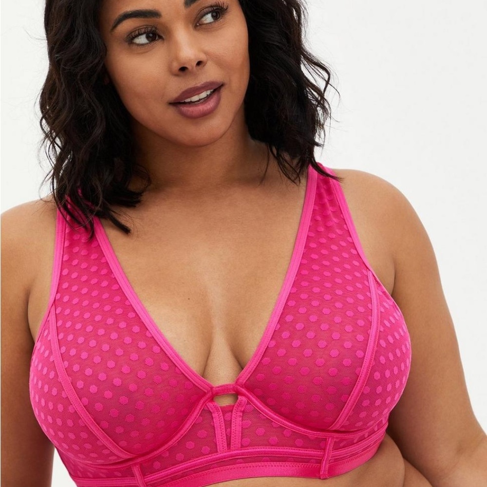 Pink Dot Mesh Underwire Longline Bralette